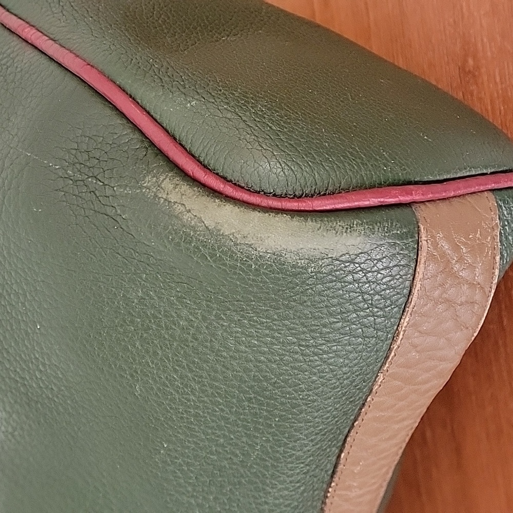 Dooney & Bourke Vintage Teton Drawstring Bucket Bag Green Drawstring - Picture 3 of 14
